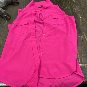 Pink button up tank top